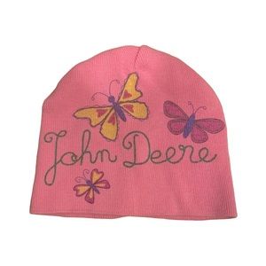 John Deere Pink Floral Ribbed Knit Youth Hat
